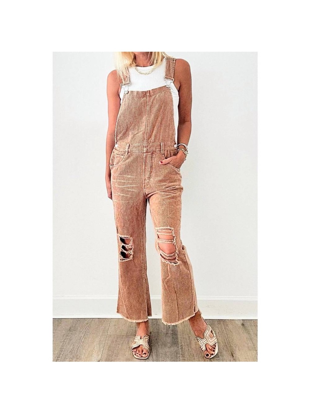 BiBi Distressed Corduroy Overalls - Picture 6 of 15